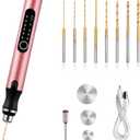3-Speed Cordless Mini Drill Pen With 8 Small Drill Bits,Rechargeable Electric Hand Drill Pin Vise,Resin Drill Set For Jewelry Making,Resin,Plastic,Wood,Keychains DIY (PINK)