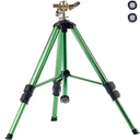 Impact Sprinkler on Tripod Base, Heavy Duty Tripod Sprinklers with Brass Head & 3/4" Connector, 360 Degree Large Area Coverage Irrigation Sprinkler, Adjustable Heights, for Yard Green, 37"