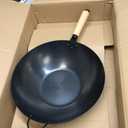 NEWBULIG 13.5" Carbon Steel Wok Pan, Pre-Seasoned Flat Bottom Wok for Stir Fry, BBQ, Grill & Camping, Compatible with Induction, Electric, Gas and Open Fire, Black