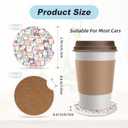 2 x Cute Colorful Cats Car Coasters for Cup Holders,2 Pack Car Cup Holder Coasters for Car,Ceramic Absorbent Car Coaster with A Finger Notch and Cork Base,Car Interior Accessories for Women Men