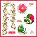 2 Pack Spring Flower Garland, 13.6 Ft Silky Artificial Pink Garland with Pink Daisy and Vine, Floral Garlands Decoration for Room Wall, Flower Themed Party, Wedding Supplies