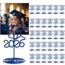 Rtteri 30 Pcs 2026 Grad Cap Graduation Picture Display 2 Inch Blue Photo Holders for Centerpieces Graduation Table Number Holders Card Stands for Class of 2026 Grad Party Supplies