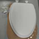 Mayfair Padded Toilet Seat, Cushioned Soft Vinyl over Wood Core Seat, Secure Hinges, Easy Clean, Made in USA, Elongated, White
