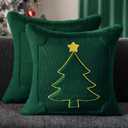 DFXSZ Christmas Pillow Covers 18x18 Yellow Star Green Christmas Tree Decoration Soft Plush Faux Fur Jacquard Throw Pillows for Bedroom Sofa Holiday Festivals Winter Home Decor PTK063A18