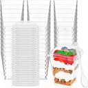 Zezzxu 100 Pack 5 oz Plastic Dessert Cups with Lids and Spoons, Banana Pudding Cups with Lids Mini Dessert Shooters for Party Individual Yogurt Parfait Jello Fruit Trifle