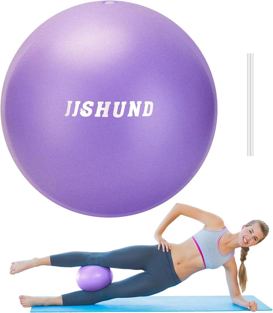 jjshund Pilates Ball, 9 Inch Small Exercise Mini Soft Workout Yoga Ball with Exercise Guide, for Home Gym Yoga, Pilates, Core Training, Workout, Balance, Stability (25 cm, Purple)