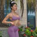 TRYTO Impact Strappy Bra Backless Halter Sports Yoga Top Women Workout Fitness Gym Outdoor Front Motion Scrunch Tops Grape, X-Large