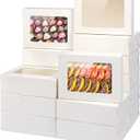 8x6x2.5In 20pcs White Cookie Boxes with Window, Pastry Boxes for Gift Giving, Treat Boxes for Bread, Donuts, Valentine's Day, Women's Day, Mother's Day, Christmas, and Holiday Gatherings.