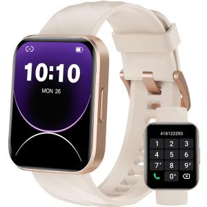 Smart Watch (Answer/Make Calls), 1.85" Smart Watches for Men Women Digital Watch Fitness Tracker with 100+ Sport Modes Heart Rate Monitor for iOS Android Phones Waterproof Milky White