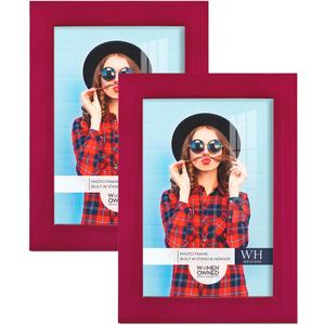 Renditions Gallery 5x7 inch Picture Frame Cherry Red Wood Grain Frame, Set of 2 High-end Modern Style, Made of Solid Wood and High Definition Glass for Wall and Tabletop Photo Display