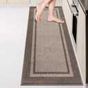 Kitchen Rugs 24" x 84", Non-Slip Machine Washable Kitchen Runner Rugs Floor Mats, Absorbent Comfort Standing Mats for Kitchen, Sink, Laundry and Hallway, Rolled Packaging, Beige & Grayish Brown