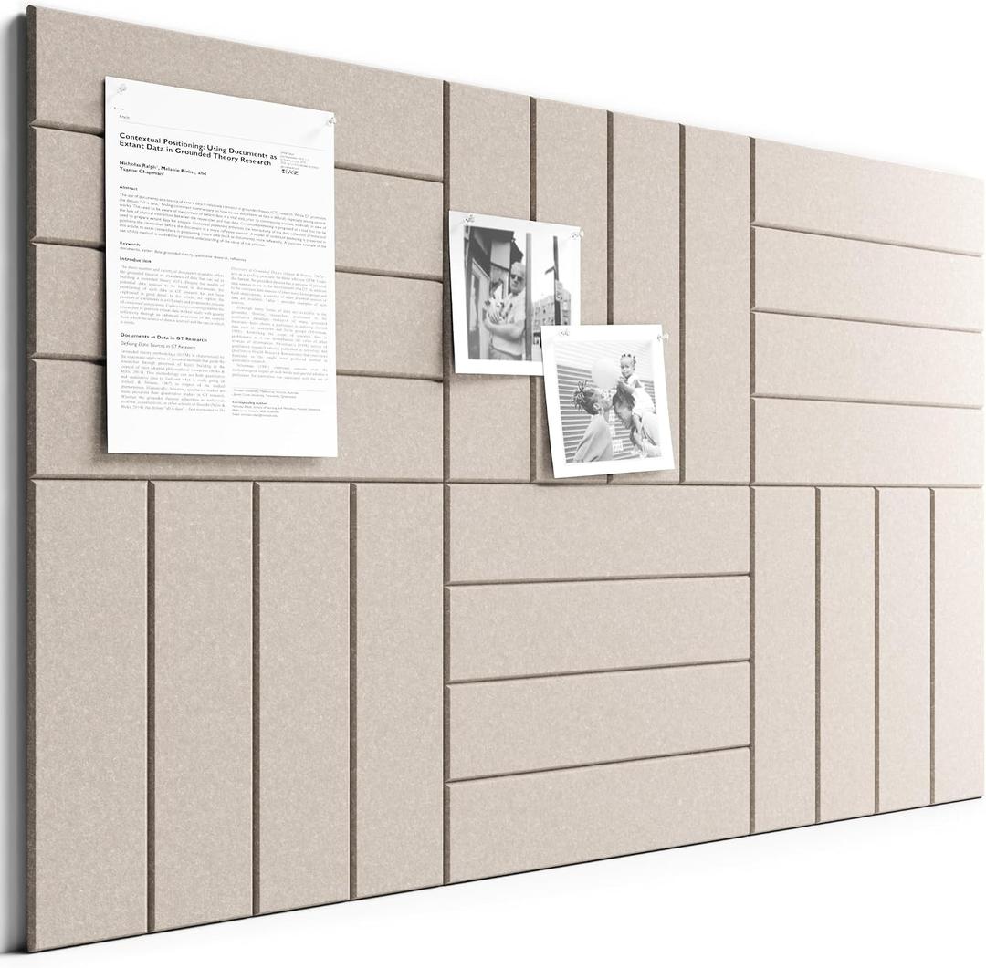 Bumusty Large Cork Board Alternative-36 x 24" Felt Bulletin Board Tiles, with 30 Pushpins, 40 Adhesive Tabs, Bold-Stripe 6-Pack, Cork Boards for Office Push Pin Board Felt Board-Taupe