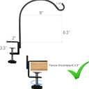 Short Deck Hook for Railing 4 Pack Deck Bird Feeder Pole with 3.3 Inch Strengthened Clamp for Hanging Bird Feeders, Lanterns, Wind Chimes, Flower and Plant Baskets (4)Lanterns Not Included