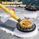 Rotating Car Wash Brush with Hose Attachment, Car Wash Brush with Long Handle & Soap Dispenser, Water-Powered 360° Spin Wash Brush Kit with Spray Gun & 5-Pattern Nozzle for Cars, RVs, Trucks