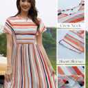 Womens Summer Striped Short Sleeve T-Shirt Dresses Casual Crew Neck Mini Dress Flowy Beach Sundress (XXL)