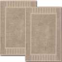 White Classic Luxury Bath Mat Floor Towel Set - Absorbent Cotton Hotel Spa Shower/Bathtub Mats [Not a Bathroom Rug] 22"x34" | 2 Pack | Taupe