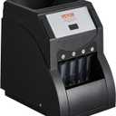 VEVOR Coin Sorter, Coin Sorter and Wrapper Machine with 4 Larger Coin Tubes, Sorts USD Coin 1 5 10 25, up to 230 Coins/min, Black