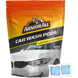 Armor All Car Wash Pods, Pre-Measured, Dissolvable, Super-Concentrated Formula, 18 Count