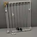 Babelio Baby Gate for Stairs, Kitchen & Doorways, 26-43" W 28" H No Bottom Bar| Easy Installation| One-Handed Operation| Auto-Close| Hardware Mount (Drill Needed) Safety Dog/Pet Gate Indoor (White)