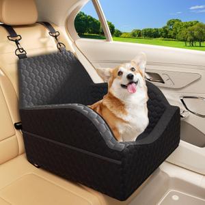 Dog Car Seat for Small and Medium Dogs, Memory Foam Dog Booster Seat Elevated Cushion Seat for Dogs Under 30 lbs Pet Car Seat Travel Bed