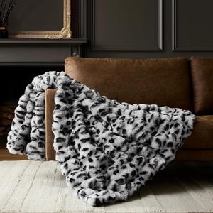 WDCOZY Cheetah Leopard Print Bubble Throw Blanket, Luxury Faux Rabbit Fur Mink Plush Throw for Couch, Sofa and Bed, Soft Fluffy Fuzzy Cozy Blanket for Women, 50x60 inches, Grey, 950 GSM