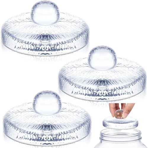 Tioncy 4 Pack (over 3.86 Inches) Heavy Glass Fermentation Weights with Grooved Handle for Large Wide Mouth Gallon Mason Jars Canning Supplies Pickling Weights for Brewing Fermented Foods