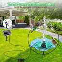 Jutai Solar Fountain Kit Colorful Lights,3.5W Glass Panel Solar Water Pump with 2000mAH Battery, Sucker & Stake for Bird Bath, Garden, Outdoor, Water Feature-16.4ft Power Cord,7 Nozzles