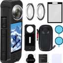Camera Protective Accessories Kit for Insta 360 X3 Include Silicone Protective Cover/Screen Protectors/Camera Case(with Buckle)/Front Behind Lens Guard