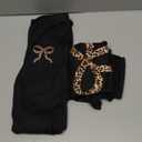 Verdusa Girl's 2 Piece Outfits Short Sleeve Bow Tees and Flared Pants 2026 Summer Clothing Set Size 8-12 Years Leopard Black 11 Years