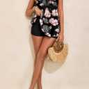 Aleumdr Women's Two Piece Tankini Set Printed Tummy Control Swim Dress (Black, L)