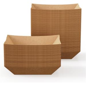 JOLLY CHEF 250 Pack 1/4 Lb Paper Food Trays, Mini Disposable Kraft Boat, Paper Food Serving Tray for Snack Dessert Taco Nacho