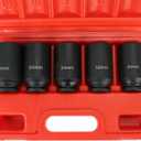 5PCS 1/2-Inch Drive Deep Spindle Axle Nut Impact Socket Set, 12 Point Metric, CR-MO, 30mm 32mm 34mm 35mm 36mm