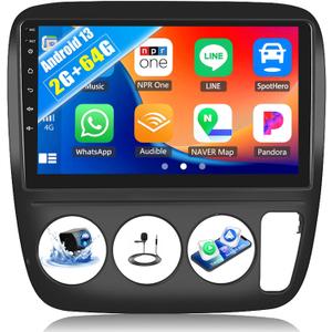 Android Car Stereo for Honda CRV 1997 1998 1999 2000 2001 Manual AC 2G+64G with Carplay Android Auto Mirror Link 9 inch Touchscreen with GPS Navigation WiFi 26UI Bluetooth FM Backup Camera (P3)
