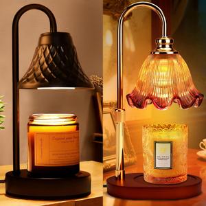 Flower Candle Warmer Lamp with Timer - Wax Warmer for Scented Wax,Home Decor & Gift Idea,3 Smart Timer Modes, 4 Brightness Levels, Adjustable Height & Fire-Free Safety