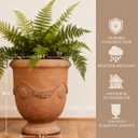 Planters for Indoor & Outdoor Plants, 16.5 Inch Large Magnesium Oxide Urn Planter with Drainage Hole, Decorative Unique Garden Plant Pots for Front Porch & Home Decor, Rust Color