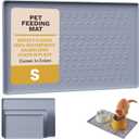 Silicone Pet Feeding Mat - 100% Waterproof Dog & Cat Bowl Pad with Raised Edges - Protects Floors from Messy Eaters & Spills - Anti-Slip, 100% PET-Safe, Dishwasher Safe (Grey 18.5"x11.5")