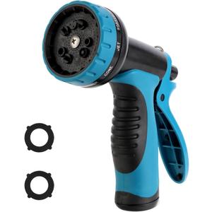 Garden Water Hose Nozzle ABS Water Spray Nozzle with 10 Spray Modes Suitable for Watering Plants, Iawns and Gardens, Car Washing, Cleaning, Showering Pets and Outdoor Fun, Blue