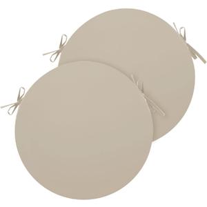 Outdoor Bistro Chair Cushions Set of 2, 15" D x 3" H Round Chair Cushions Waterproof and Fade Resistant Chair Cushion Pads with Non-Slip Ties and Removable Covers for Garden, Cream (Beige)