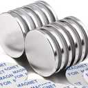 Super Strong Neodymium Disc Magnets with Double-Sided Adhesive, Powerful Permanent Rare Earth Fridge, DIY, Building, Scientific, Craft, and Office Magnets, 1.26 inch D x 1/8 inch H - 8 Packs
