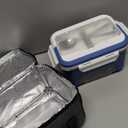 EAST OAK Cordless Electric Lunch Box for Adults, Heated Lunch Box Battery Powered with Automatic Heating, 5.5 Cups Portable Food Warmer with Insulated Carry Bag (Large, Navy Blue)