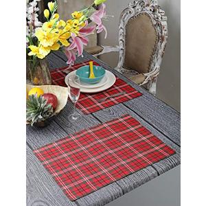 DG Collections Cotton Placemats, Set of 4, Double Sided Placemats (13 X 19 Inch), Red & Green Plaid - Perfect for Thanks Giving, Christmas, Spring, Summer, Holidays - Christmas and for Everyday Use