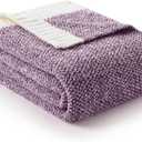 Snuggle Sac Purple Throw Blankets for Couch, Super Soft Warm Blankets Cozy Knit Fuzzy Plush Lightweight Throws for Sofa, Bed,Living Room, Heather Purple, 50x60 inches