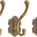 Vintage Coat Hooks Wall Mount, Unique Heavy Duty Wall Hooks for Hanging Towel Key Purse Hat Robe Clothes Decorative Hook for Bathroom Shower Closet Entryway Antique Brass 3 Pack