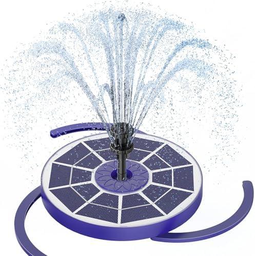 AISITIN 3.5W Solar Fountain Pump Built-in 1800mAh Battery, Solar Bird Bath Fountains with 8 Nozzles, Solar Water Pump for Garden Birdbath Pool Fish Tank Pond and Outdoor (Purple)