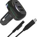 Surface Pro Surface Laptop Car Charger, USB C Car Charger Compatible with Surface Pro 7/6/5/4/3, Surface Laptop Go2/1, Surface Book/Go 3/2/1, Dual USB Port for iPad, Phone, Switch