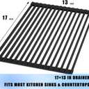 Cover The Sink Roll Up Dish Drying Rack 17.6"x15.4" Silicone Wrapped Foldable Anti-Slip Drainer for Kitchen Counter_Black new