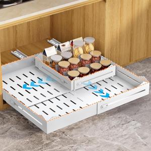 Pull Out Drawers for Cabinets, Expandable Pull Out Cabinet Organizer 11-18" Width,13-24" Depth, Roll out Shelves for Cabinets Without Lip, No Drill Adjustable Slide out Drawers for Kitchen & Pantry