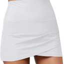 GRAPENT Women's High Waist Tulip Hem Shirring Swim Skirt Swimsuit Bikini Bottom (Medium, A #1# White)
