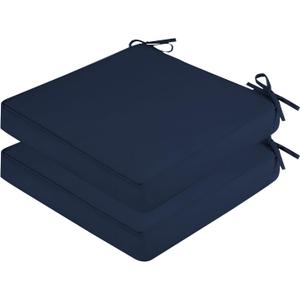 SK Studio Outdoor Chair Cushions Set of 2, Waterproof Patio Seat Cushions | 16x16x2 Inch Square Dining Chair Cushion with Ties for Furniture, Lawn, Garden, Deck, Navy Blue