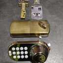 MiLocks TFL-02AQ Digital Deadbolt Door Lock and Passage Lever Handle Combo with Keyless Entry via Keypad Code for Exterior Doors, Antique Brass